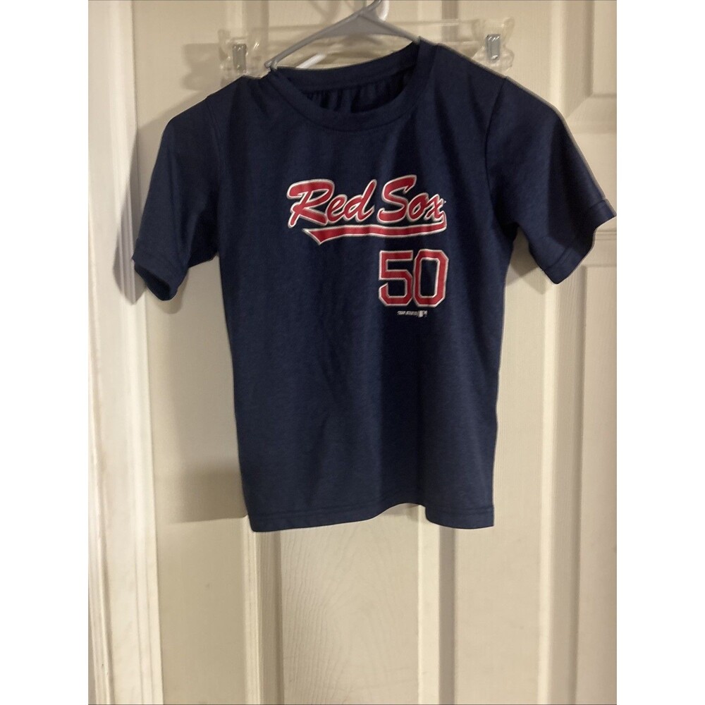 VTG 2016 Majestic Mookie Betts Red Sox #50 MLB Jersey T-Shirt Youth XS 4/5 Blue